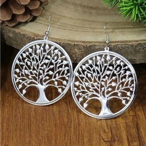 Silver Tree of Life Drop Earrings